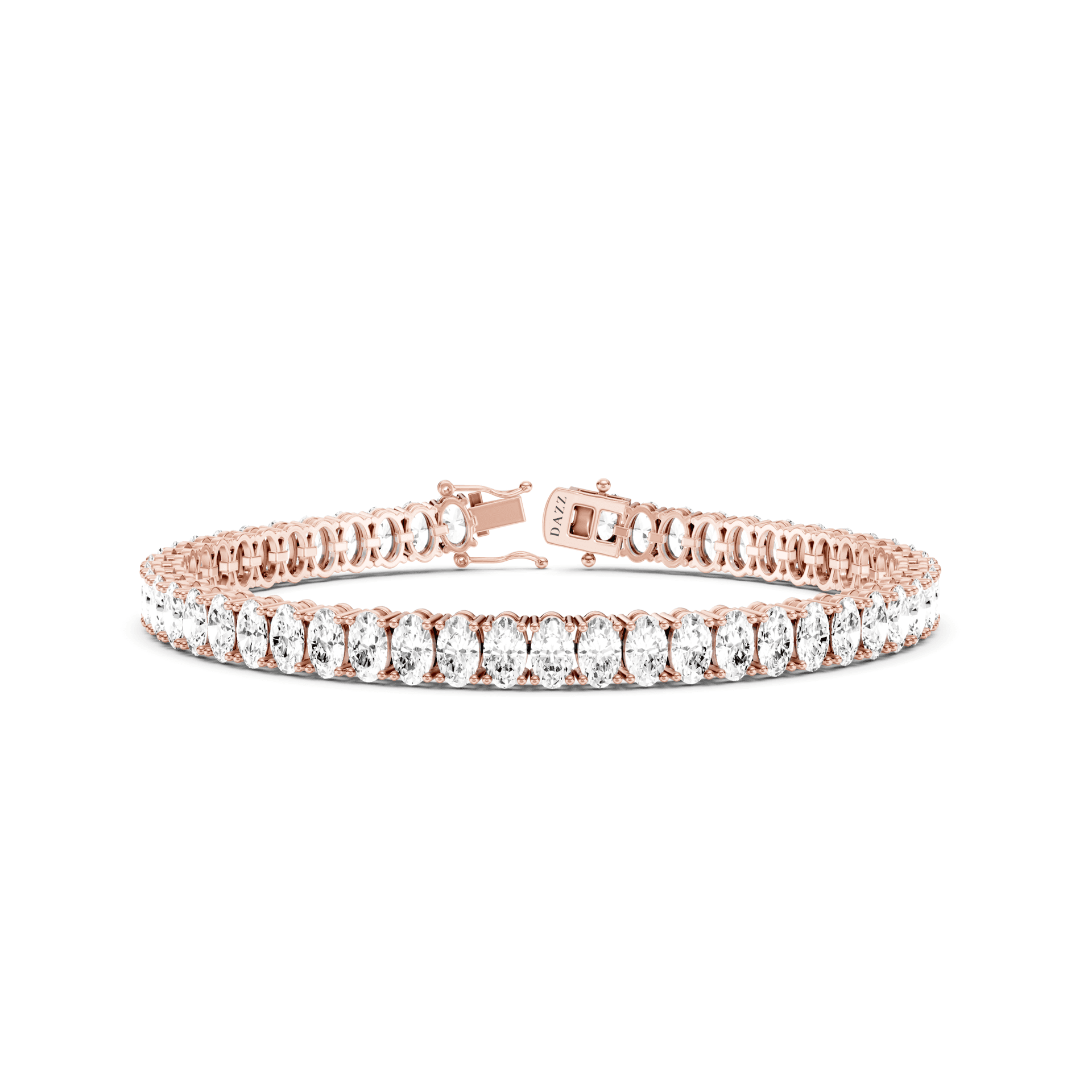 צמיד טניס יהלומים בחיתוך אובל, זהב רוז — יהלומי DAZZ